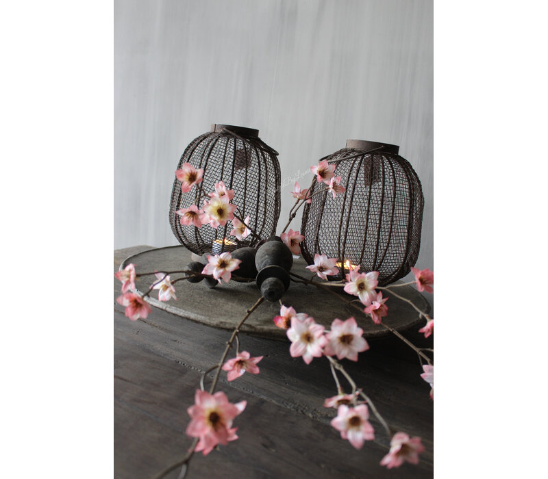 Metalen roest windlicht met hengsel Cairo 30cm