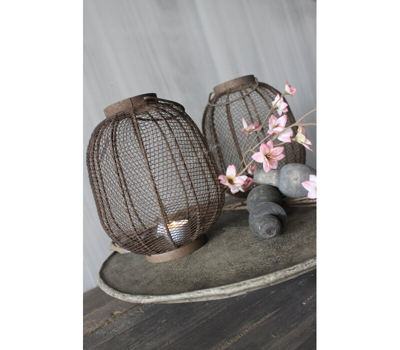 Metalen roest windlicht met hengsel Cairo 30 cm