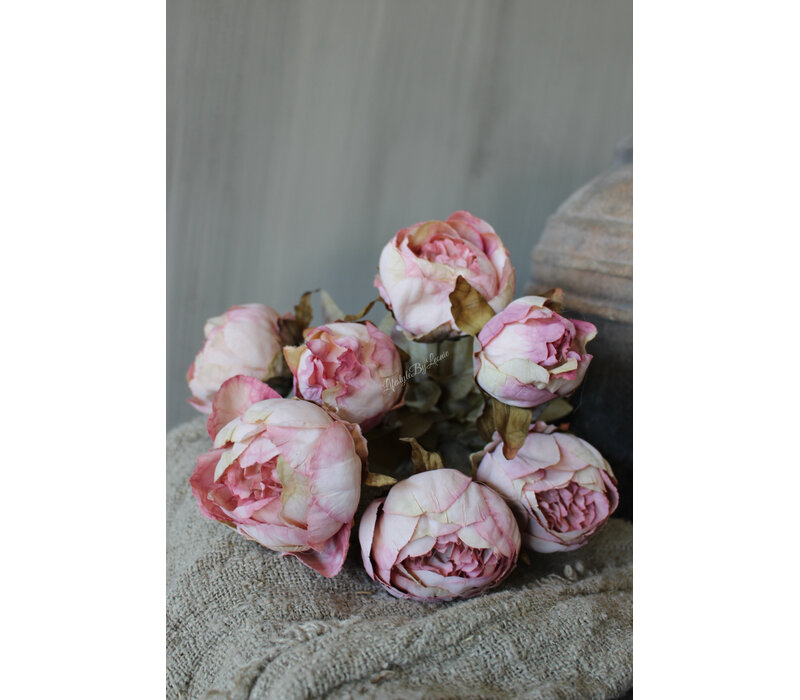 Bosje namaak pioenrozen oud roze 45cm