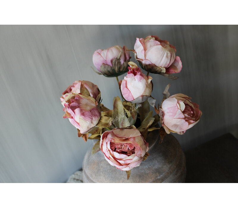 Bosje namaak pioenrozen oud roze 45cm