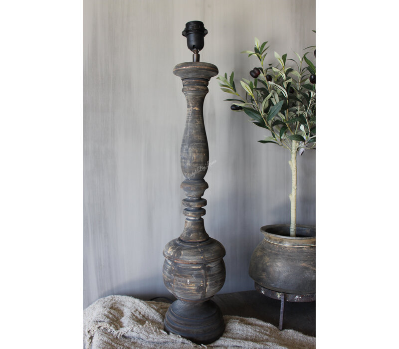 Houten lampvoet rond ornament 70 cm