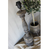 Houten lampvoet rond ornament 70 cm