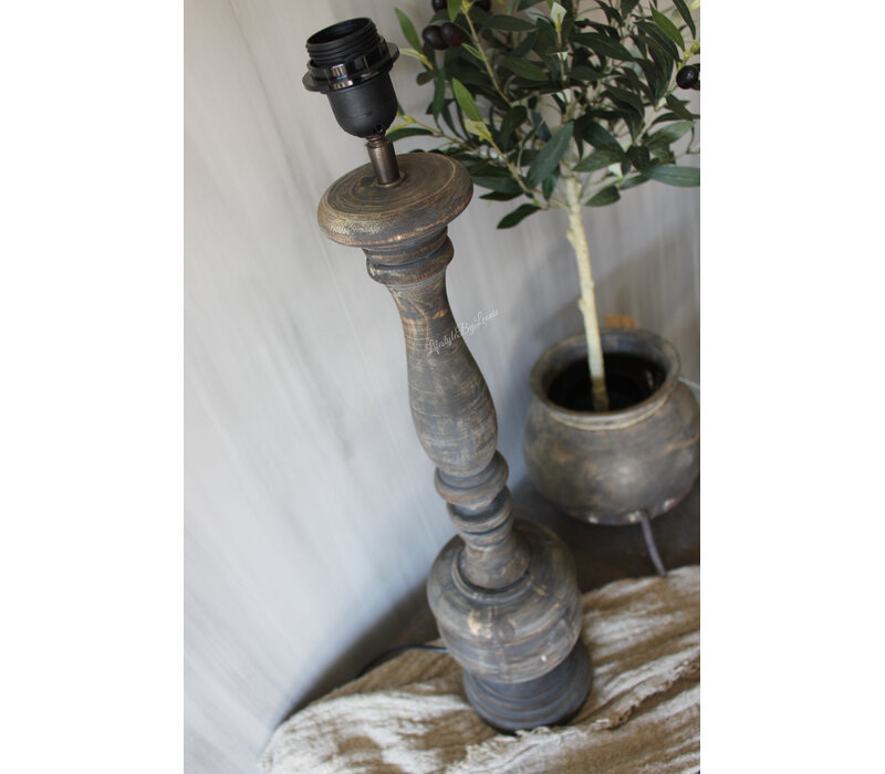 Houten lampvoet rond ornament 70 cm