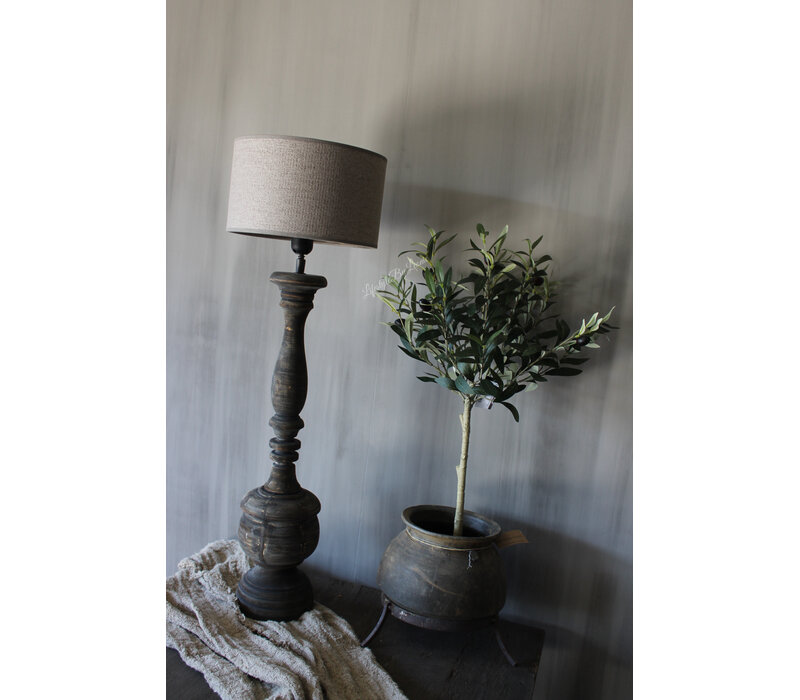 Houten lampvoet rond ornament 70 cm
