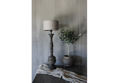 Houten lampvoet rond ornament 70 cm