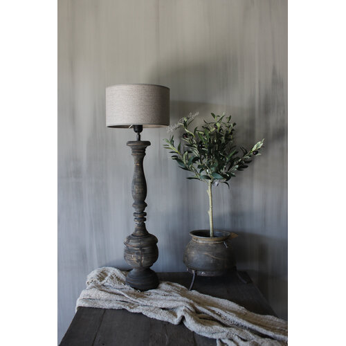 Houten lampvoet rond ornament 70 cm 