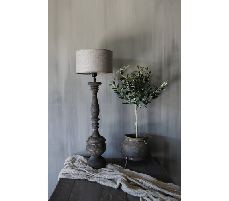 Houten lampvoet rond ornament 70 cm