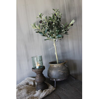 Houten stompkaars kandelaar Brown wash 20x12cm