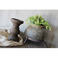 Houten stompkaars kandelaar Brown wash 20x12cm