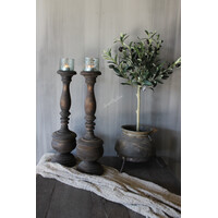 Houten kandelaar stompkaars Collette 50cm