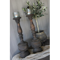 Houten kandelaar stompkaars Collette 50cm