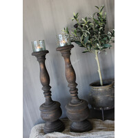 Houten kandelaar stompkaars Collette 50 cm