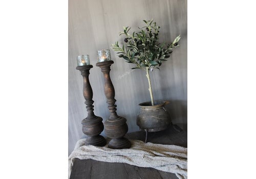 Houten kandelaar stompkaars Collette 50 cm