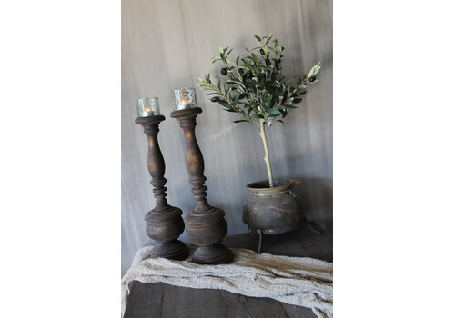 Houten kandelaar stompkaars Collette 50cm