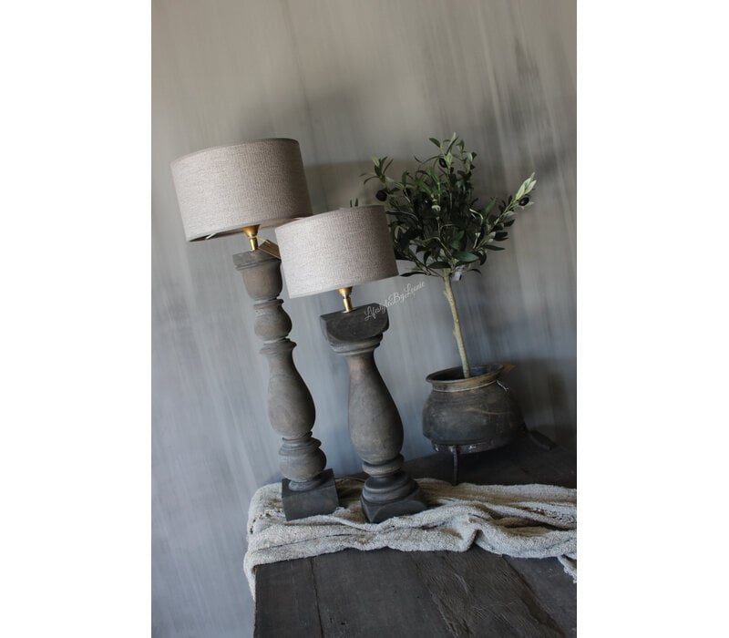 Cilinder lampenkap ruw linnen Leem 20 cm