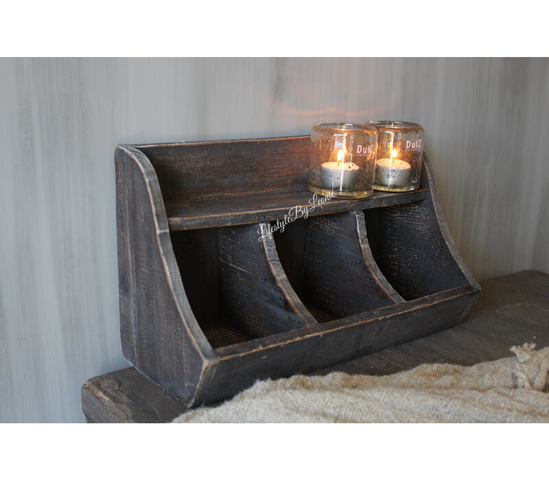 Houten gruttersbak Grey wash 35x20cm