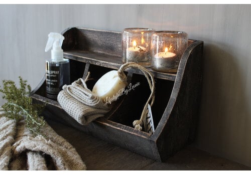 Houten gruttersbak Grey wash 35 x 20 cm