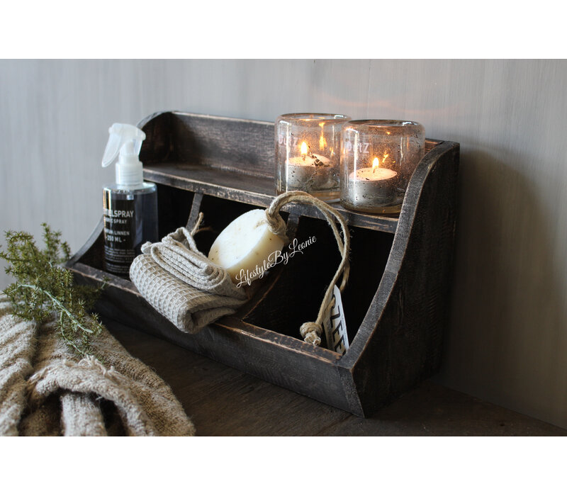 Houten gruttersbak Grey wash 35x20cm