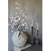 Houten kandelaar dinerkaars rond ornament 40 cm