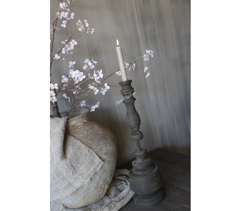 Houten dinerkaars kandelaar rond ornament 50cm