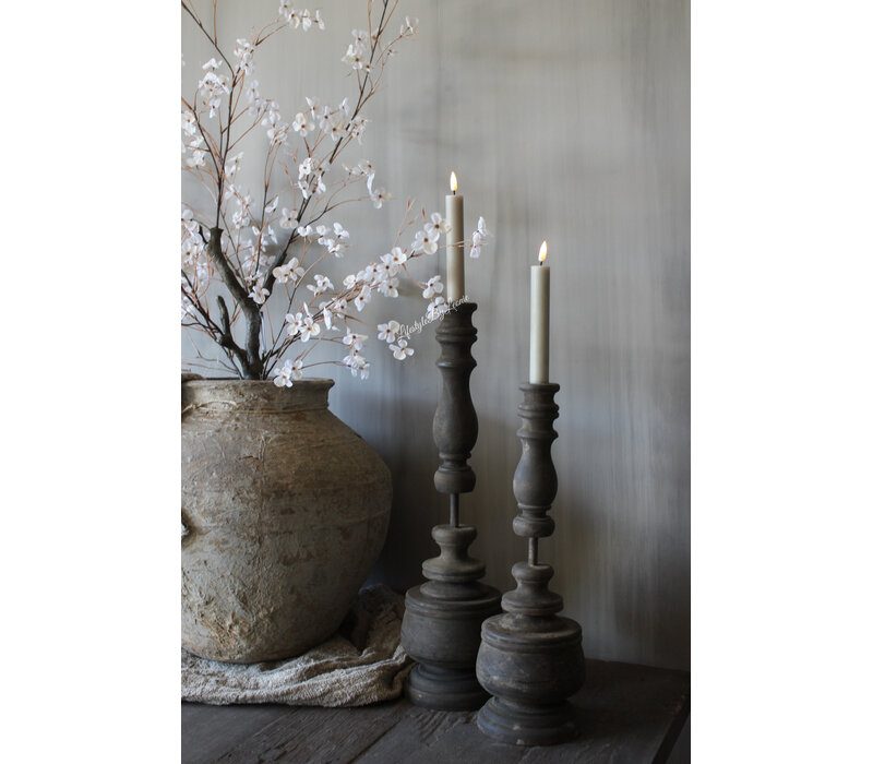 Houten dinerkaars kandelaar rond ornament 50cm