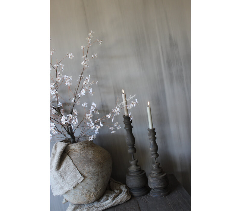 Houten dinerkaars kandelaar rond ornament 50cm