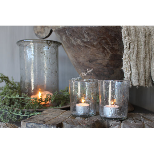 Aura Peeperkorn windlicht / drinkglas bubbels 9,5 cm 