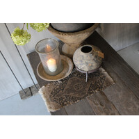 Shabby kelim kleedje bruin / zwart 50 x 32 cm