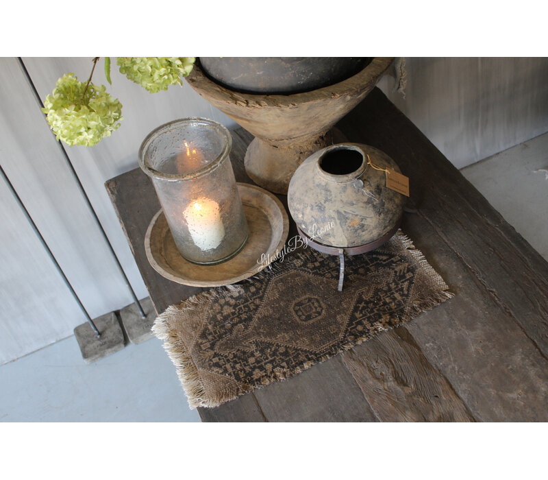Shabby kelim kleedje bruin / zwart 50 x 32 cm