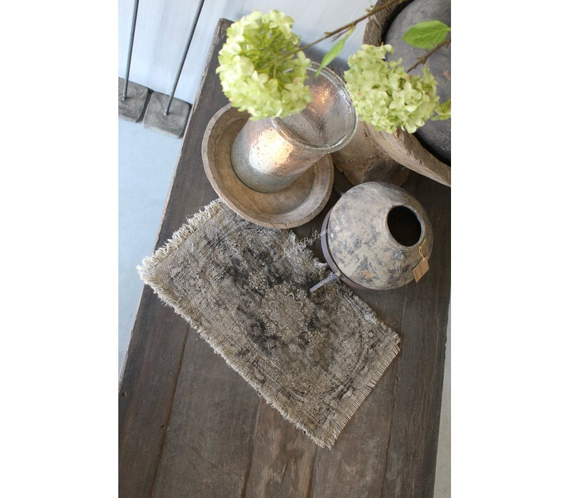 Shabby kelim kleedje Grijs/ bruin 50x32cm