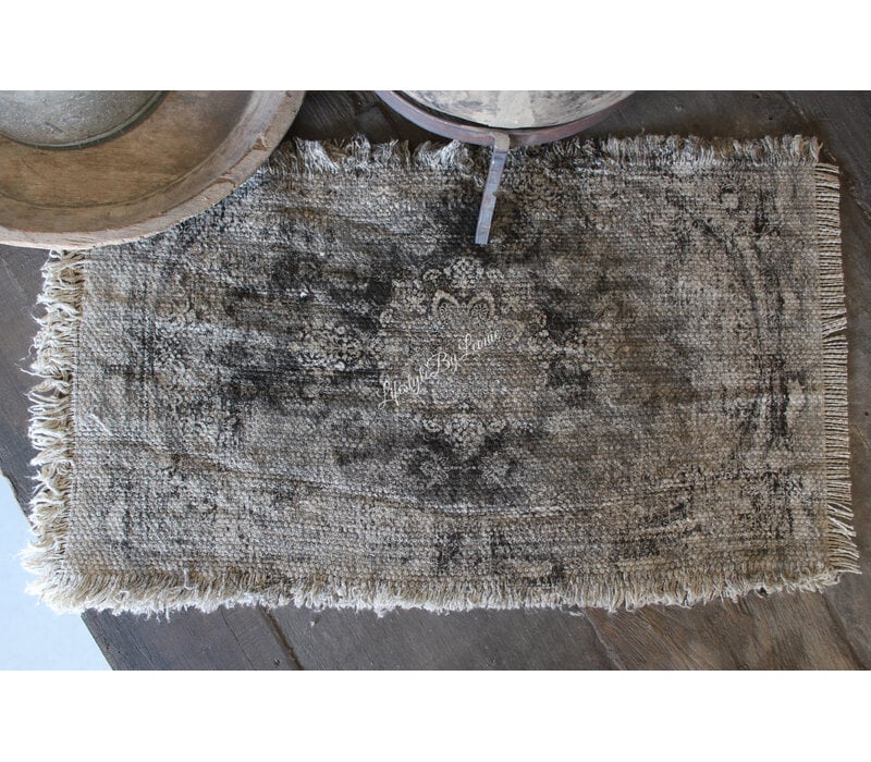 Shabby kelim kleedje Grijs/ bruin 50x32cm