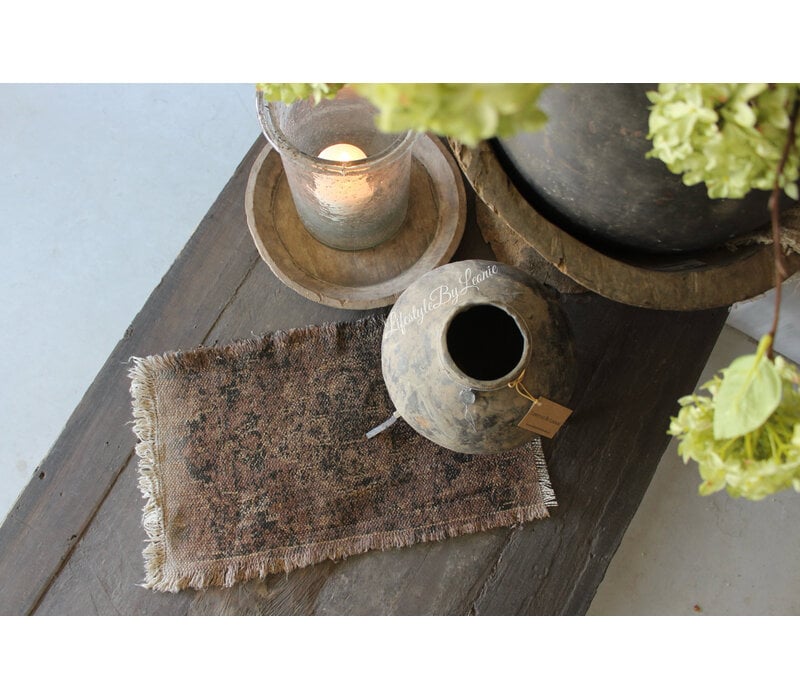 Shabby kelim kleedje Rood / zwart 50x32cm