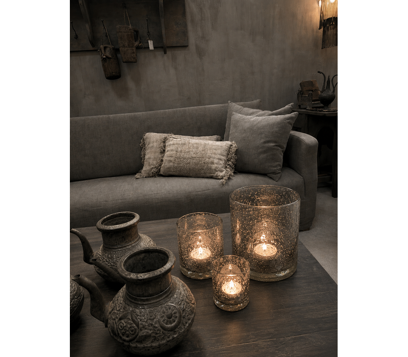Hoffz Interior windlicht helder met bubbels
