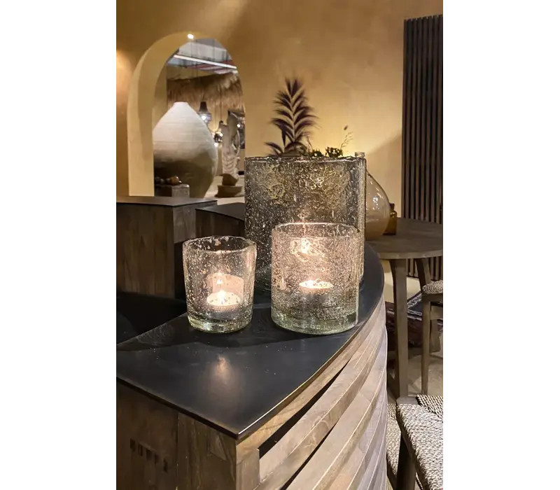 Hoffz Interior windlicht helder met bubbels