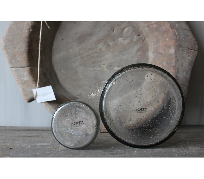 Hoffz Interior windlicht helder met bubbels