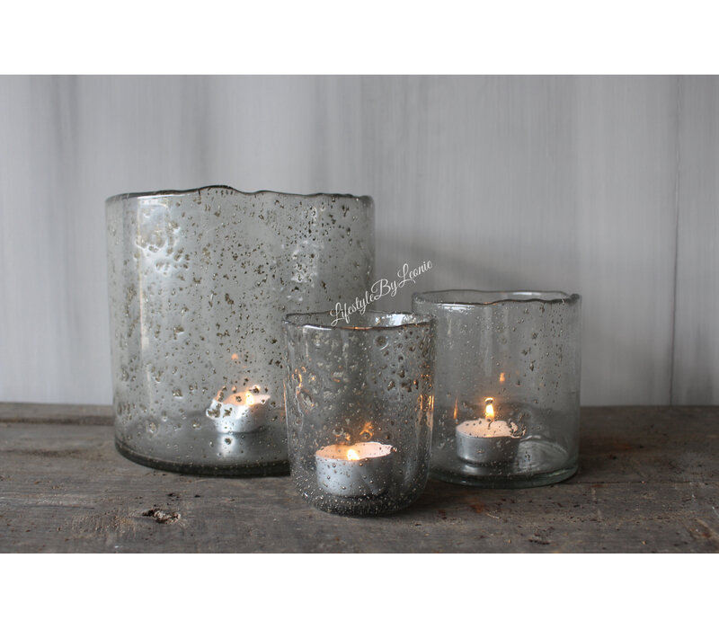 Hoffz Interior windlicht helder met bubbels