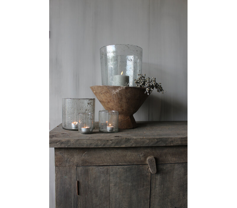 Hoffz Interior windlicht helder met bubbels