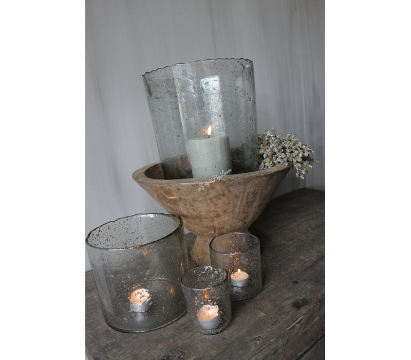 Hoffz Interior windlicht helder met bubbels