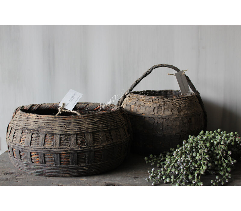 Aura Peeperkorn authentieke bamboo mand met hengsel