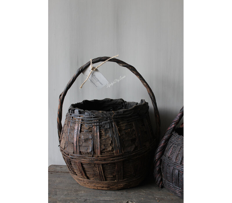 Aura Peeperkorn authentieke bamboo mand met hengsel