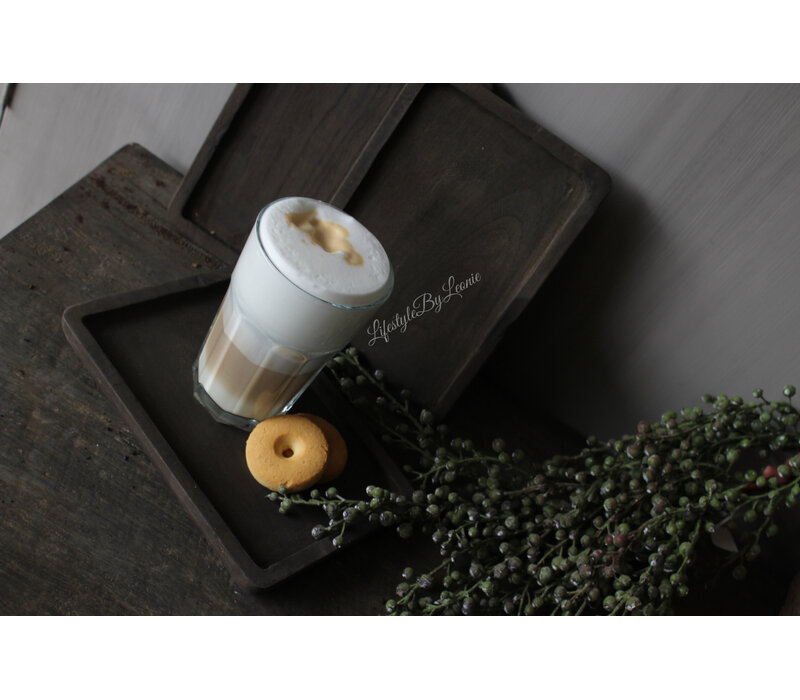 Aura Peeperkorn houten coffee holder / tray Old black 22x15cm