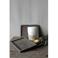 Aura Peeperkorn houten coffee holder / tray Old black 22x15cm