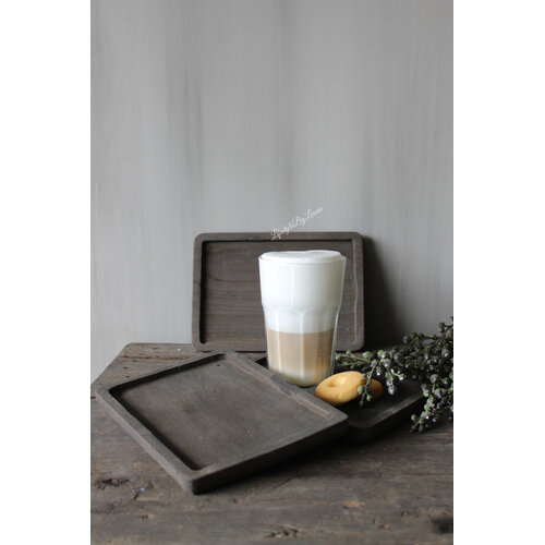Aura Peeperkorn houten coffee holder / tray Old black 22 x 15 cm 