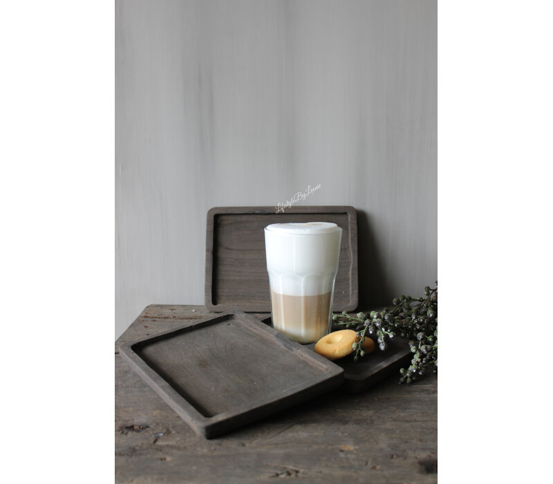 Aura Peeperkorn houten coffee holder / tray Old black 22x15cm