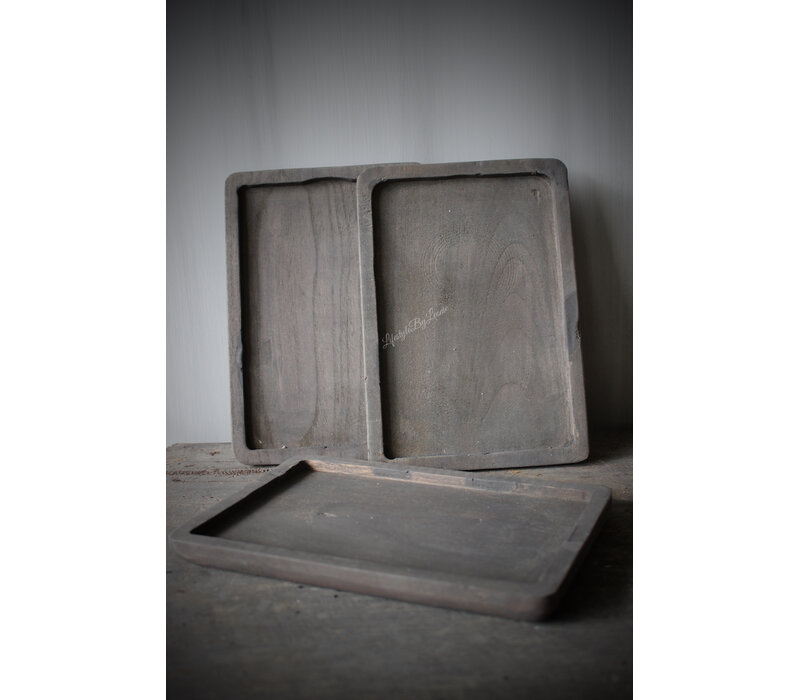 Aura Peeperkorn houten coffee holder / tray Old black 22x15cm