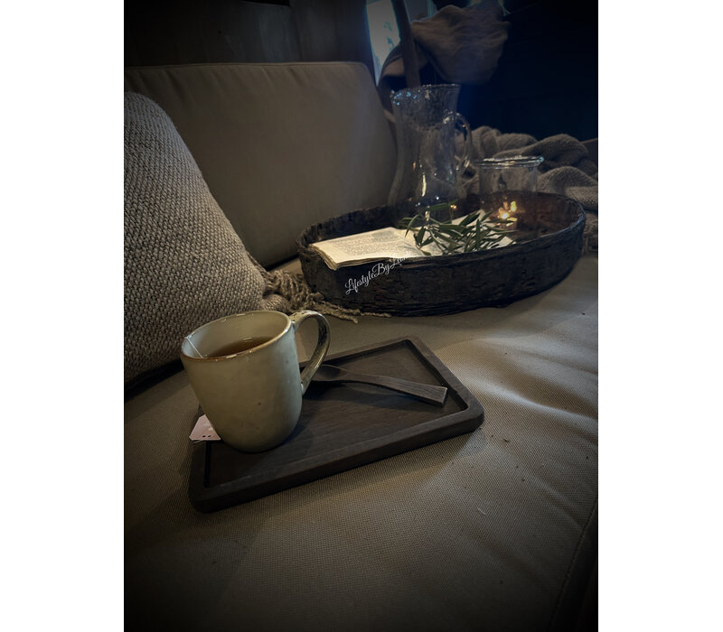 Aura Peeperkorn houten coffee holder / tray Old black 22x15cm