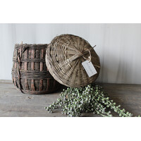 Aura Peeperkorn bamboo mand met deksel 22cm