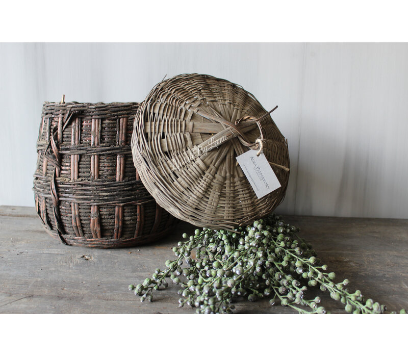 Aura Peeperkorn bamboo mand met deksel 22cm