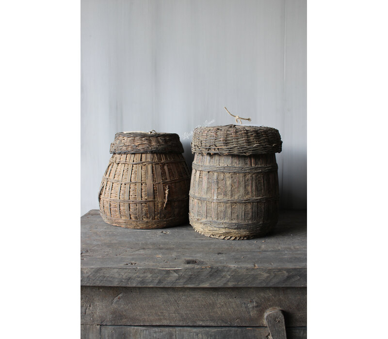 Aura Peeperkorn bamboo mand met deksel 22cm