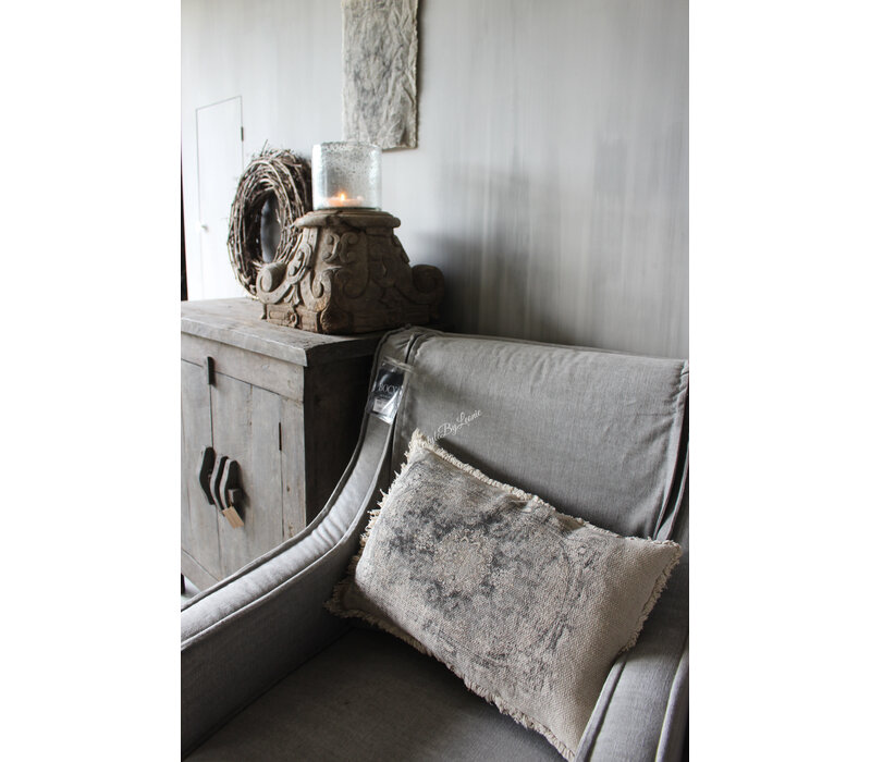 Shabby kussen met kelim opdruk Black 40x60cm